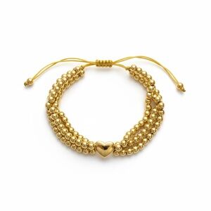 Chic Gold Beaded Bracelet with Heart Charm
